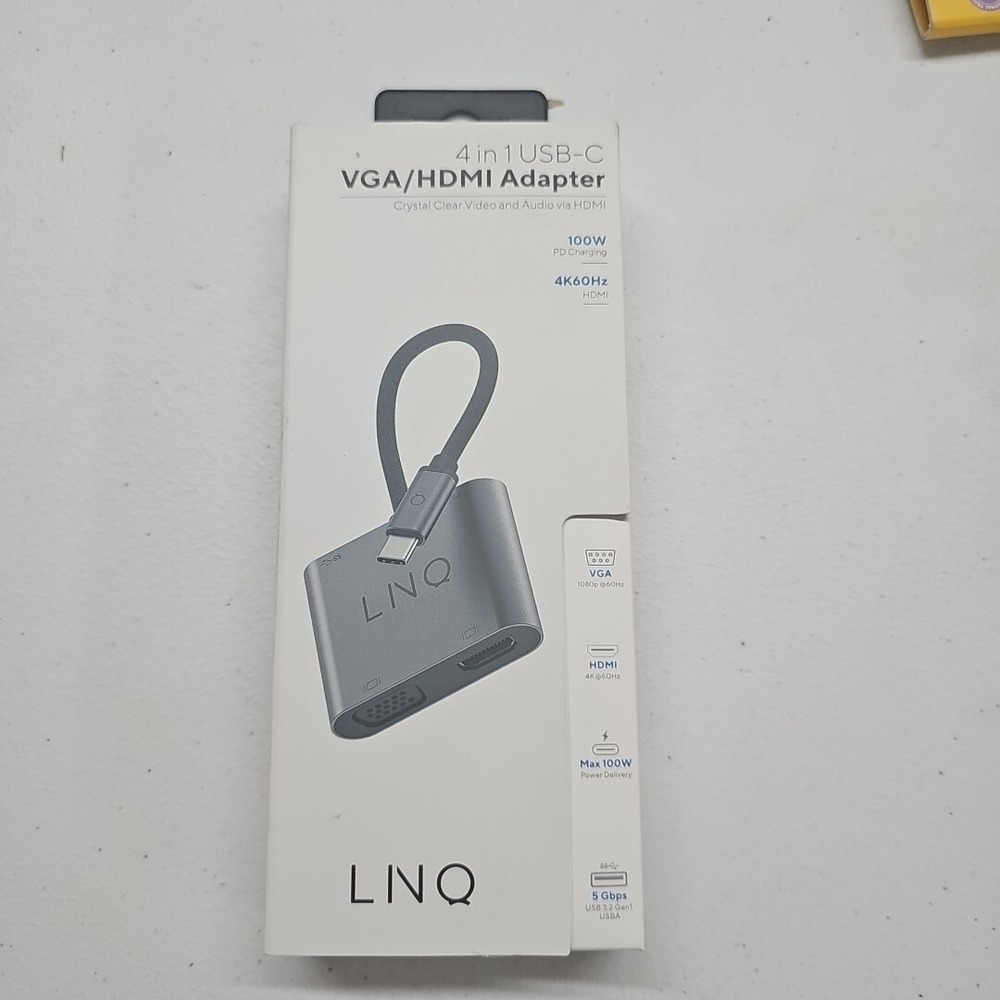 LINQ byELEMENTS 4-In-1 4K HDMI™ Adapter With USB-C, USB-A And VGA Ports LQ48001